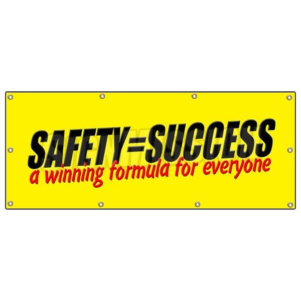 SAFETY=SUCCESS WINNING FORMULA BANNER SIGN worker osha safe workplace, 96" H, B-96 Success Winning F
